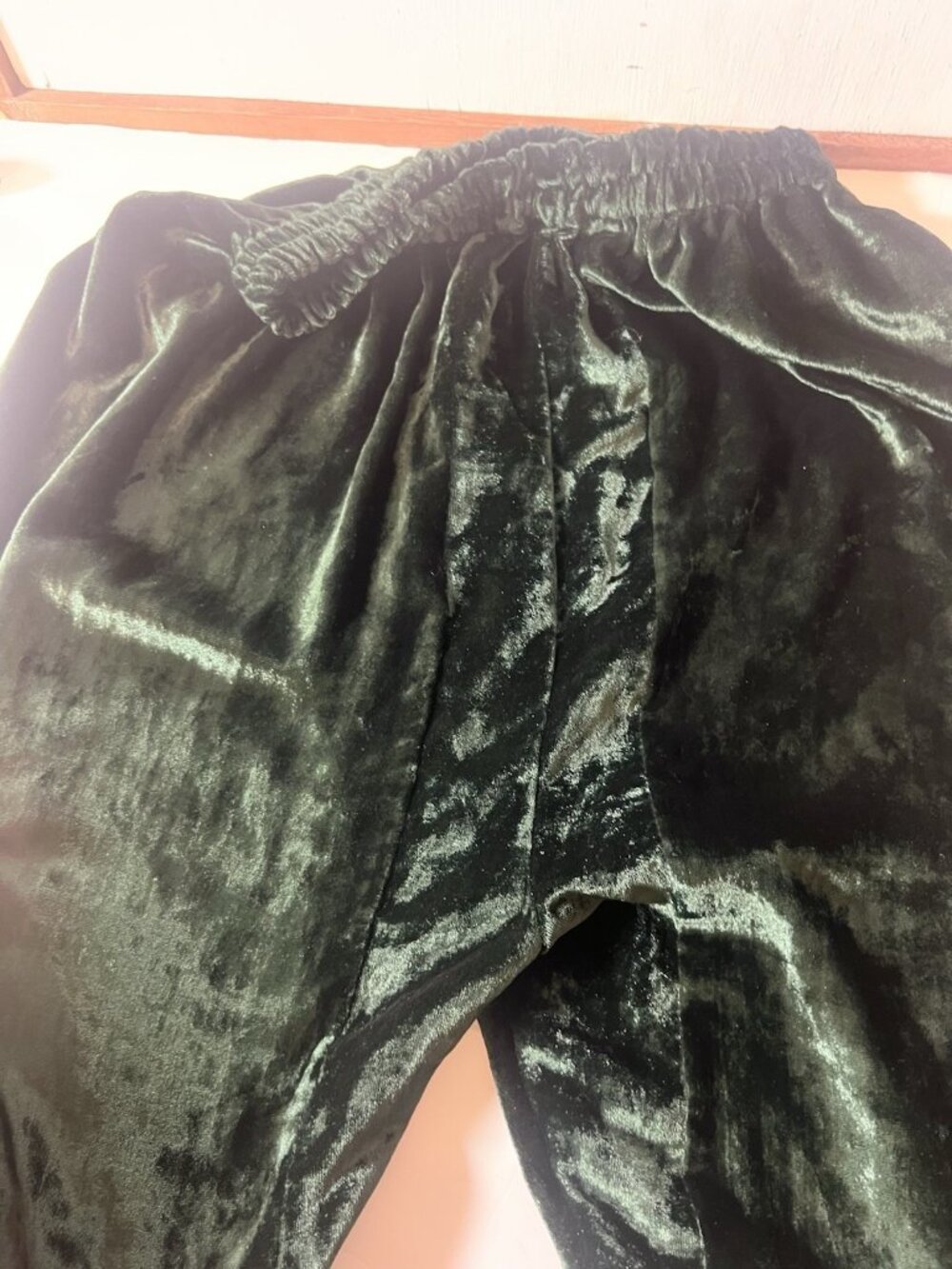 OOAK Green Velvet Hippie Flare Bell Ruffle Womens Pants Whimsigoth Fairy M/ L - Picture 5 of 8